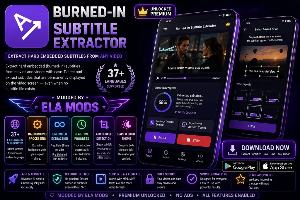 Burned-in Subtitle Extractor v1.5 Premium Mod Download 2 Burned-in Subtitle Extractor Mod Apk