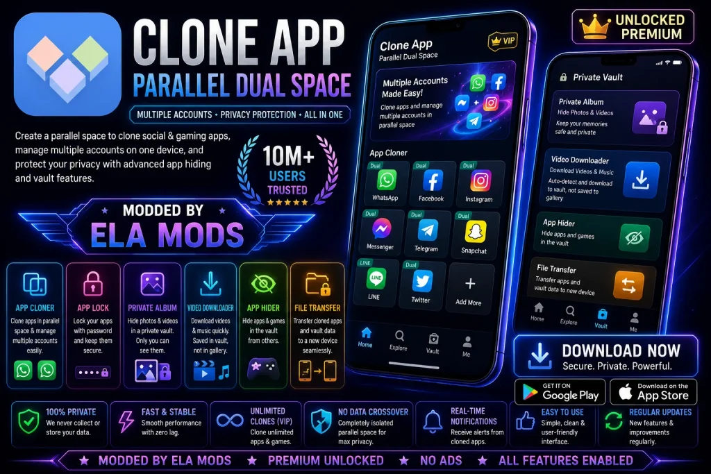 Clone App-Parallel Dual Space v4.1.7 b797 VIP Mod Download 2 clone app apk mod